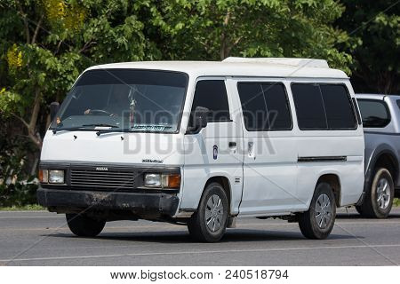 Chiang Mai, Thailand - April 20 2018: Private Old Nissan Urvan Van Car .photo At Road No.121 About 8