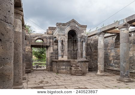 Remains Of An Ancient Synagogue In The Ruins Of Ancient Jewish Settlement Umm El Kanatir - Mother Ar