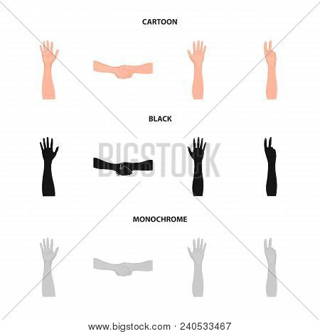 Sign Language Cartoon, Black, Monochrome Icons In Set Collection For Design.emotional Part Of Commun