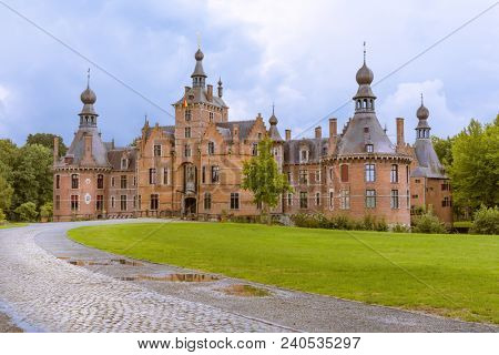 Ooidonk medieval castle in Flanders Belgium rebuilt in renaissance style in the 16th century