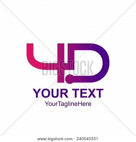 Purple 4d Logo Isolated On White Background. Vector Illustration