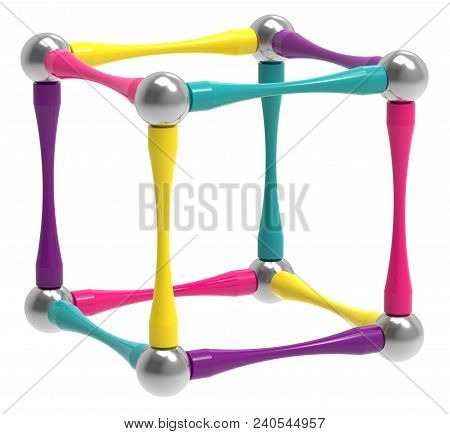 Children's Magnetic Toy In The Form Of A Cube, 3D Rendering.