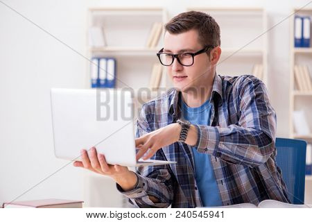 Young student studying over internet in telelearning concept