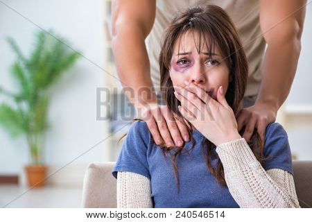 Desparate wife with aggressive husband in domestic violence conc