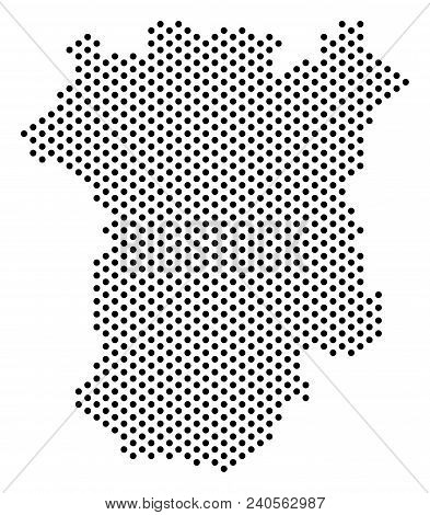 Dotted Chechnya Map. Vector Geographical Plan. Cartographic Concept Of Chechnya Map Formed From Sphe