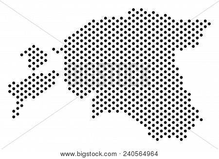 Dotted Estonia Map. Vector Territory Scheme. Cartographic Composition Of Estonia Map Formed From Sph