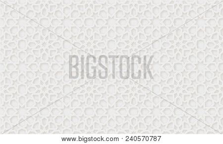 Arabic Pattern Background. Islamic Ornament Vector. Geometric 3d Shape. Texture Arabian Traditional 