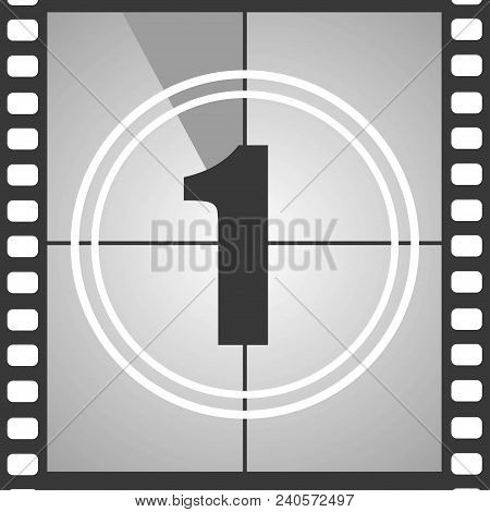 Number 1 From Old Movie Count Down (one). Film Countdown Number. Vector Illustration Eps 10.