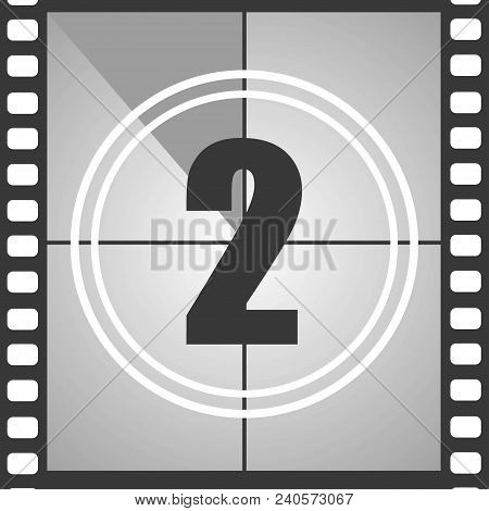 Number 2 From Old Movie Count Down (two). Film Countdown Number. Vector Illustration Eps 10.