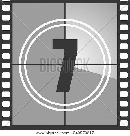 Number 7 From Old Movie Count Down (seven). Film Countdown Number. Vector Illustration Eps 10.