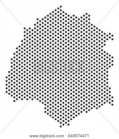 Dot Thassos Greek Island Map. Vector Geographic Scheme. Cartographic Pattern Of Thassos Greek Island