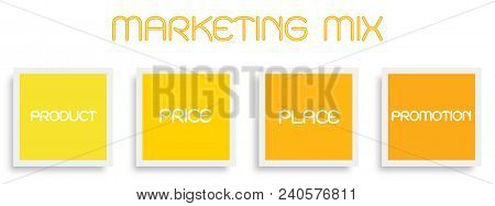 Business Concepts, Illustration Of Marketing Mix Or 4ps Model For Management Strategy Diagram In Ora