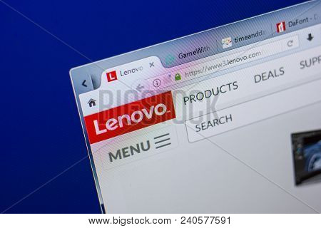 Ryazan, Russia - May 13, 2018: Lenovo Website On The Display Of Pc, Url - Lenovo.com