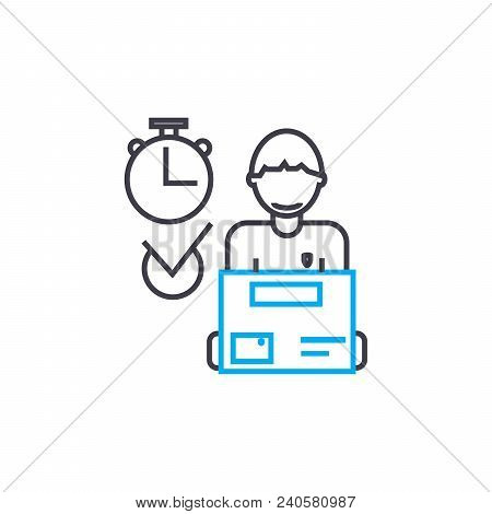 Manager Logist Vector Thin Line Stroke Icon. Manager Logist Outline Illustration, Linear Sign, Symbo