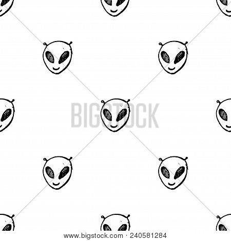 Seamless Vector Pattern. Smiling Alien Texture. Graphic Design