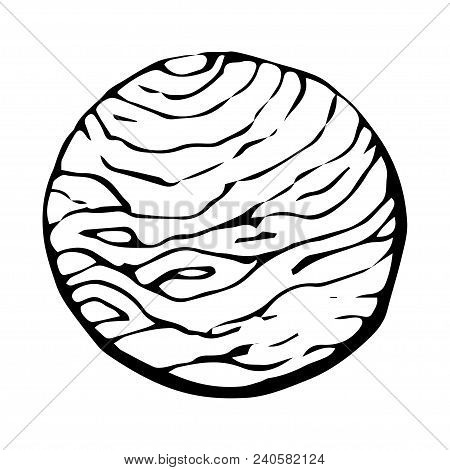 Hand Drawn Sketch Of A Planet. Grunge Vector Icon.