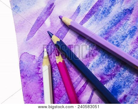 Art Watercolor Background. Hand Drawn Texture.paper And Pencil. Abstract Colorful Background  For De