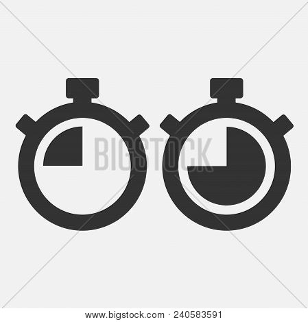 Stopwatch Vector Icon On Gray Background. Fourty Five Seconds. Eps 10 Vector.