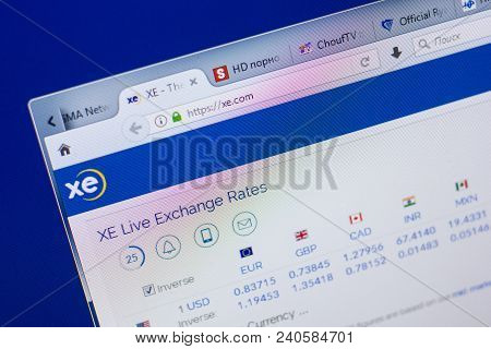 Ryazan, Russia - May 13, 2018: Xe Website On The Display Of Pc, Url - Xe.com