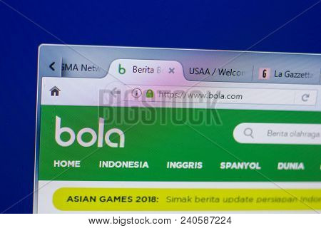 Ryazan, Russia - May 13, 2018: Bola Website On The Display Of Pc, Url - Bola.com