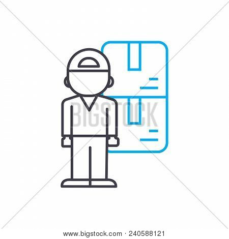 Store Keeper Vector Thin Line Stroke Icon. Store Keeper Outline Illustration, Linear Sign, Symbol Is