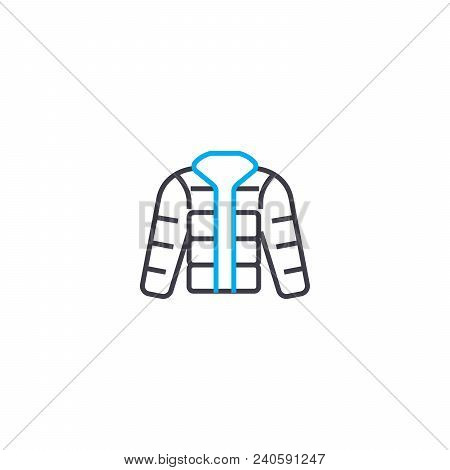 Waterproof Jacket Vector Thin Line Stroke Icon. Waterproof Jacket Outline Illustration, Linear Sign,