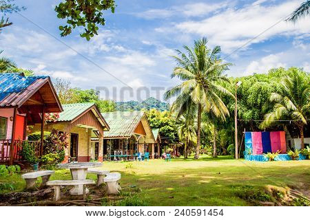 Colorful Houses In Thailand At Summer At Day