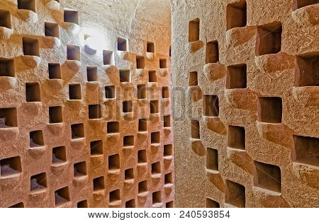 Meybod, Iran - May 6, 2015: Interior Detail Of The Traditional Pigeon Tower In Yazd Province.