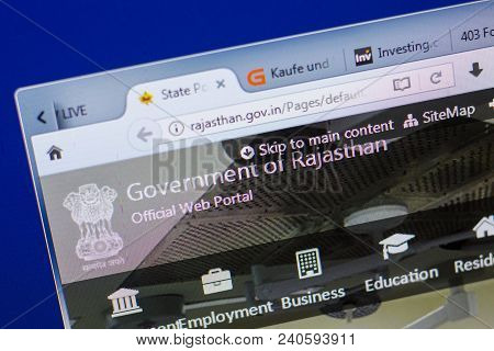 Ryazan, Russia - May 13, 2018: Rajastan Website On The Display Of Pc, Url - Rajastan.gov.in