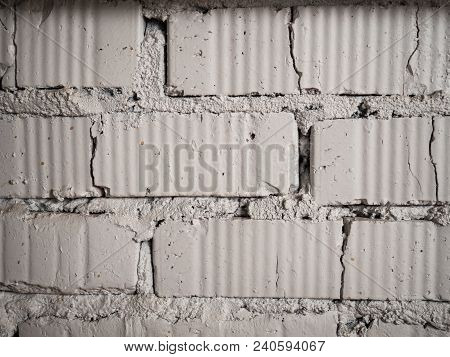 White Brick Wall Textured Pattern With Shadows