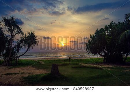 Sunset On The Shores Of The Indian Ocean, Bentota, Sri Lanka