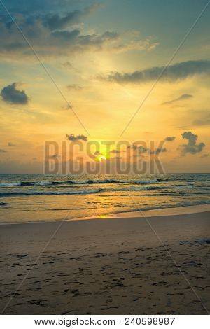 Sunset On The Shores Of The Indian Ocean, Bentota, Sri Lanka