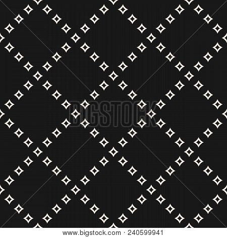 Geometric Seamless Pattern With Diamond Shapes, Outline Rhombuses, Stars In Square Grid. Abstract Mo