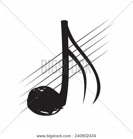 Sketch Of A Sixteenth Note On A Pentagram. Vector Illustration Design