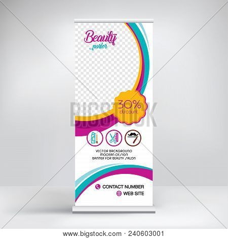 Banner Roll Up Design, For Beauty Parlour With And Hairdresser