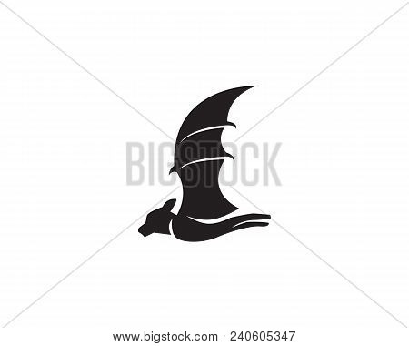 Bat Black  Logo Template White Background Icons App