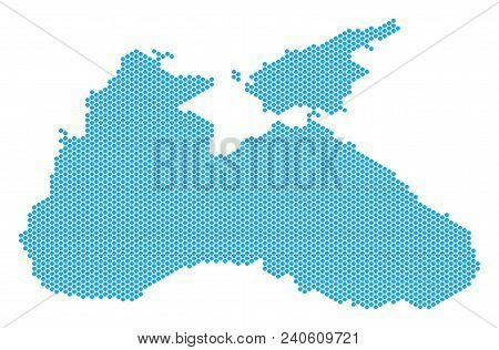 Hex Tile Black Sea Map. Vector Geographic Scheme On A White Background. Abstract Black Sea Map Conce