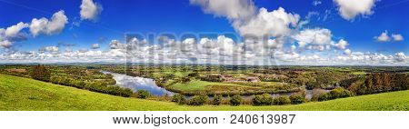 Panoramic Landscape Of Curraleigh On Sunny Cloudy Day, County Cork, Ireland