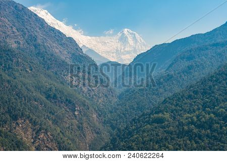 Himchuli Peak (6441m) In Annapurna Region Of Nepal.