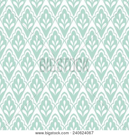 Flower Geometric Pattern. Seamless Vector Background. White And Blue Ornament. Ornament For Fabric, 