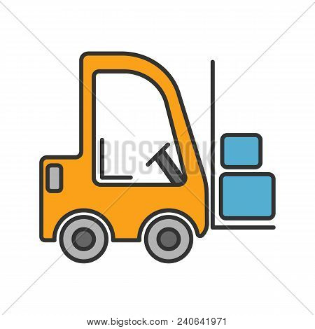 Forklift Color Icon. Fork Hoist. Isolated Vector Illustration