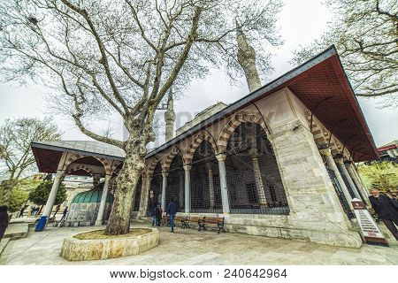 Istanbul, Turkey: Cortyard Of Mihrimah Sultan Mosque In Uskudar District On April 14, 2018