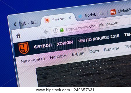 Ryazan, Russia - May 13, 2018: Championat Website On The Display Of Pc, Url - Championat.com