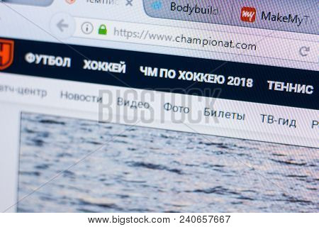 Ryazan, Russia - May 13, 2018: Championat Website On The Display Of Pc, Url - Championat.com