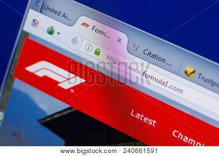 Ryazan, Russia - May 13, 2018: Formula1 Website On The Display Of Pc, Url - Formula1.com