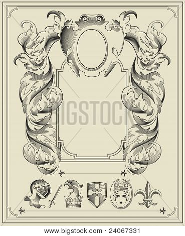 Heraldic elements.
