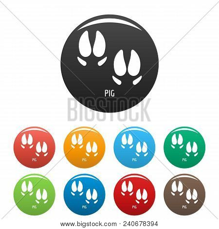 Pig Step Icon. Simple Illustration Of Pig Step Vector Icons Set Color Isolated On White