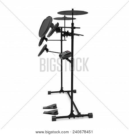 Electronic Drum Kit On White Background. 3d Illustration
