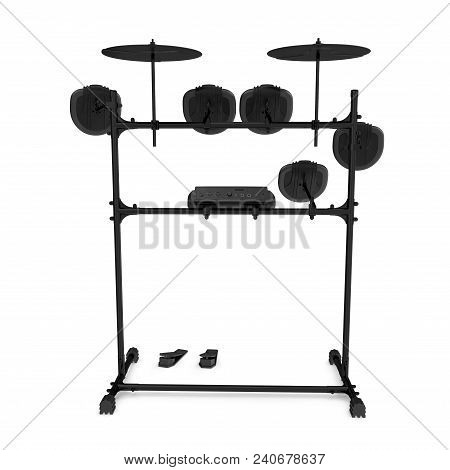 Electronic Drum Kit On White Background. 3d Illustration