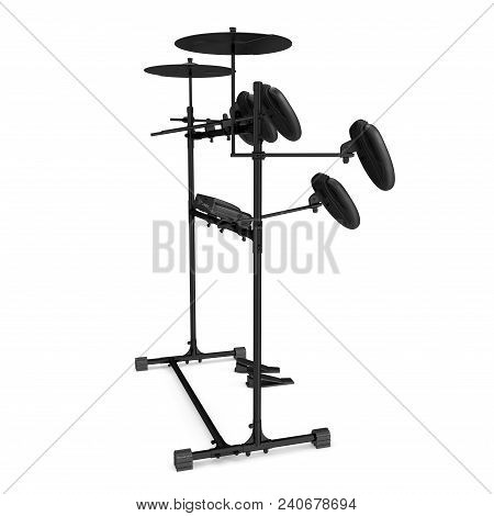 Electronic Drum Kit On White Background. 3d Illustration
